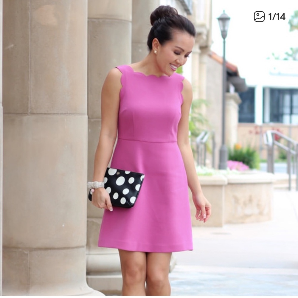 Adorable LOFT Dusty Mauve Pink Scallop Mini Dress